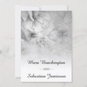 Invitation *~* QR RSVP Parties scintillant florale Mariage gr