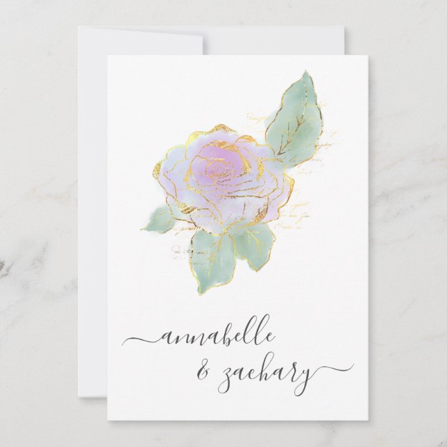 Invitation *~* QR RSVP Rose unique Parties scintillant d'or A (Devant)