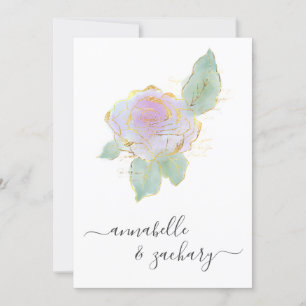 Invitation *~* QR RSVP Rose unique Parties scintillant d'or A