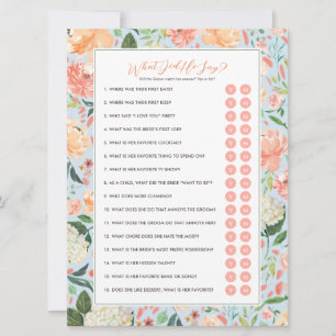 Invitation Qu'A-T-Il Dit Groom Fête des mariées Game