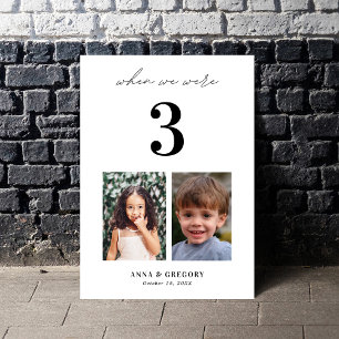 Invitation Quand nous étions 3 Photos d'Enfance 5x7 Numéro de