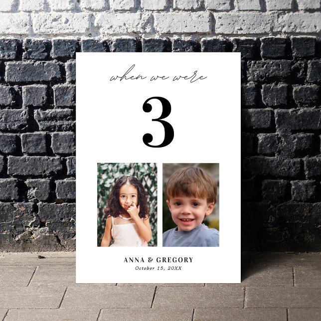 Invitation Quand nous étions 3 Photos d'Enfance 5x7 Numéro de (Créateur téléchargé)