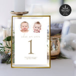 Invitation Quand Nous Étions Age Photos Mariage Numéro de tab<br><div class="desc">Lorsque Nous Étions Des Photos De L'Âge Mariage Gold Script Table Numéro Carte. Disponible numériquement et imprimé. Un design minimaliste avec "Quand nous étions" dans un script de style manuscrit et votre numéro de table en dessous. Personnalisez facilement le nombre, remplacez l'exemple d'images par le vôtre pour cet âge qui...</div>