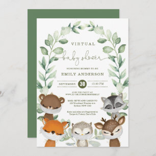 Invitation Quarantaine de Baby showers virtuels Animaux de fo