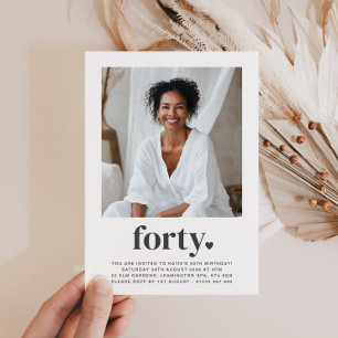 Invitation Quarante-40e Carré de coeur photo Anniversaire