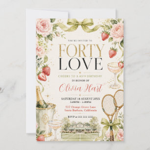 Invitation Quarante Amour Tennis Anniversaire