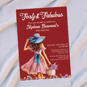 Invitation Quarante ans et Fabuleuse Élégante Femme pour son 
