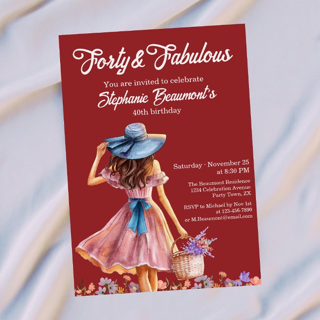 Invitation Quarante ans et Fabuleuse Élégante Femme pour son  (Créateur téléchargé)