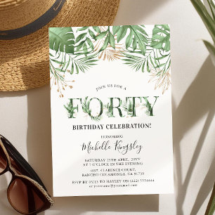 Invitation Quarante Aquarelle Tropicale Verdure 40e anniversa