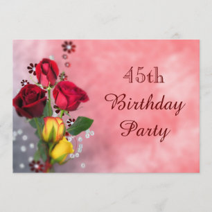 Invitation Quarante-cinquième anniversaire chic de roses