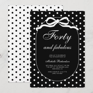 Invitation Quarante et Fabuleux Anniversaire de 40 ans à pois