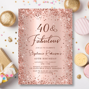 Invitation Quarante et fabuleux Glam Rose Gold 40e anniversai