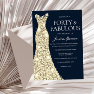 Invitation Quarante et fabuleux ! ! Robe d'or Gown 40e annive