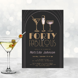 Invitation Quarante Fabuleux Cocktail Gold Black 40e annivers