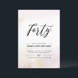Invitation Quarante | Fête d'anniversaire minimal 40 ans aqua<br><div class="desc">Célébrez votre jour spécial avec cette invitation simple et minimaliste pour une fête d'anniversaire de 40 ans. Ce design présente un lettrage stylé « Quarante » avec un fond à texture douce et neutre de pinceau aquarelle. D'autres invitations d'anniversaire et fournitures de fête pour adultes sont disponibles dans ma boutique...</div>