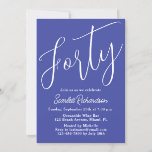 Invitation Quarante moderne Script Lavender Purple 40e annive