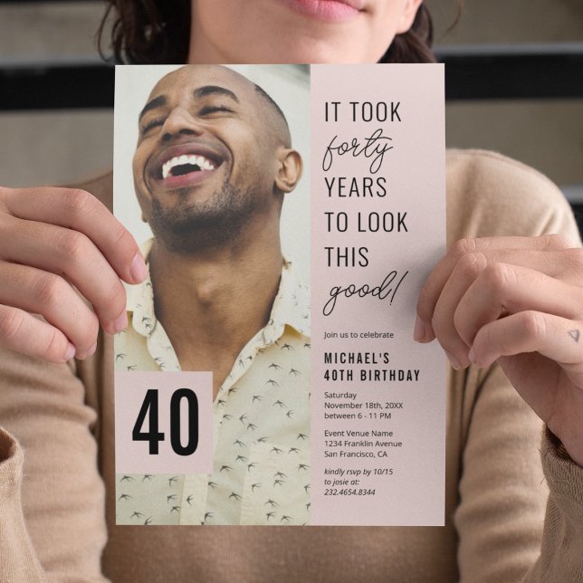 Invitation Quarante Photo moderne 40e fête d'anniversaire (Créateur téléchargé)