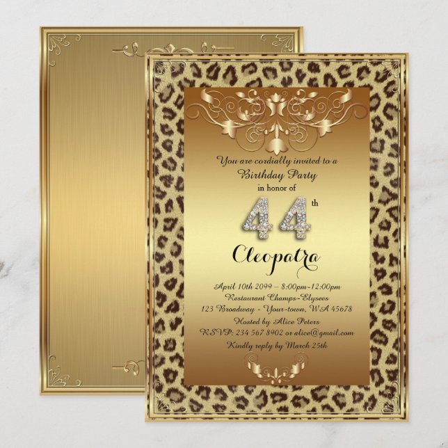 Invitation quarante-quatrième, fête d'anniversaire (Devant / Derrière)