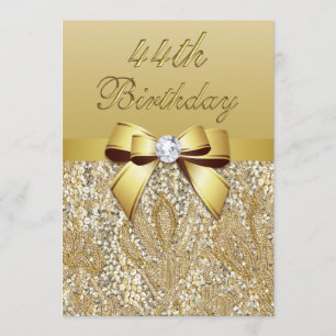 Invitation quarante-quatrième Paillettes et arc de Faux d'or