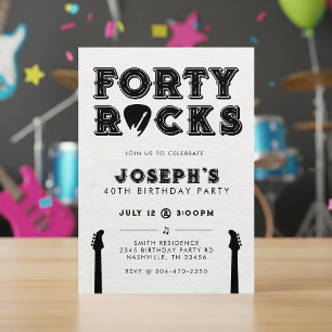 Invitation Quarante Rocks Médaille de Guitare Fête d'annivers