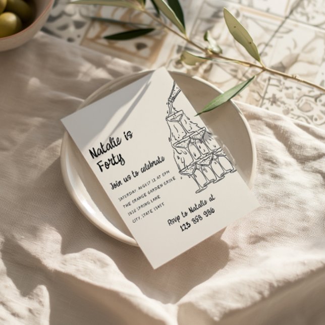 Invitation Quarante tour de Champagne illustrée 40e anniversa (Créateur téléchargé)