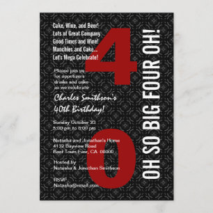 Invitation quarantième Anniversaire GRANDS QUATRE rouges