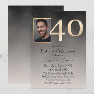 Invitation Quarantième anniversaire homme noir et beige