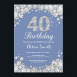 Invitation quarantième Diamant bleu et argenté d'anniversaire<br><div class="desc">quarantième Invitation d'anniversaire. Diamant bleu et argenté de fausse pierre. Invitation élégant de coup d'anniversaire. Anniversaire adulte. Anniversaire de femmes. Anniversaire d'hommes. Pour davantage de personnalisation,  cliquez sur svp la "personnaliser il" bouton et utilisez notre outil de conception pour modifier ce modèle.</div>