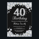 Invitation quarantième Diamant d'argent de tableau<br><div class="desc">quarantième Invitation d'anniversaire. Arrière - plan argenté de tableau de diamant de fausse pierre. Invitation élégant de coup d'anniversaire. Noir et blanc. Anniversaire adulte. Anniversaire de femmes. Anniversaire d'hommes. Pour davantage de personnalisation,  cliquez sur svp la "personnaliser il" bouton et utilisez notre outil de conception pour modifier ce modèle.</div>