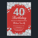 Invitation quarantième Diamant rouge et argenté d'invitation<br><div class="desc">quarantième Invitation d'anniversaire. Diamant rouge et argenté de fausse pierre. Invitation élégant de coup d'anniversaire. Anniversaire adulte. Anniversaire de femmes. Anniversaire d'hommes. Pour davantage de personnalisation,  cliquez sur svp la "personnaliser il" bouton et utilisez notre outil de conception pour modifier ce modèle.</div>