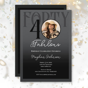 Invitation Quarantième élégant et fête d'anniversaire fabuleu