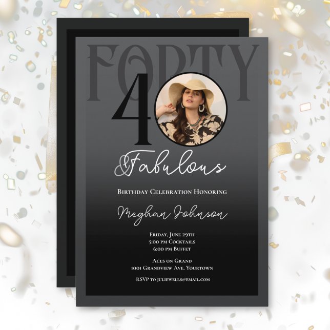 Invitation Quarantième élégant et fête d'anniversaire fabuleu (Créateur téléchargé)