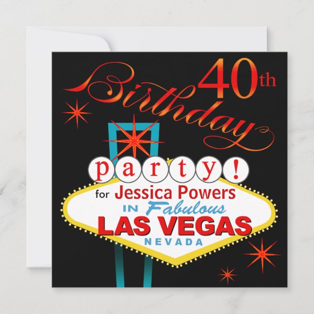 Invitation Quarantième fête d'anniversaire de Las Vegas (Devant)
