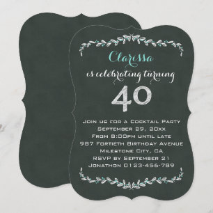Invitation Quarantième fête d'anniversaire de laurier vintage