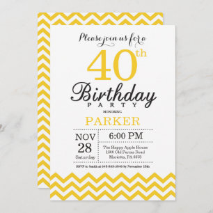 Invitation quarantième Jaune Chevron d'invitation