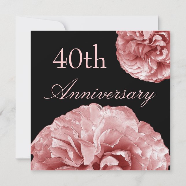 Invitation quarantième Roses de ROSE EN PASTEL d'invitation (Devant)