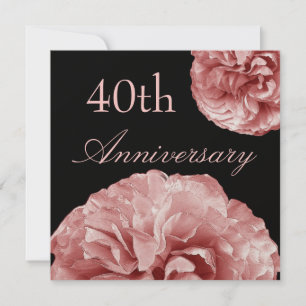 Invitation quarantième Roses de ROSE EN PASTEL d'invitation
