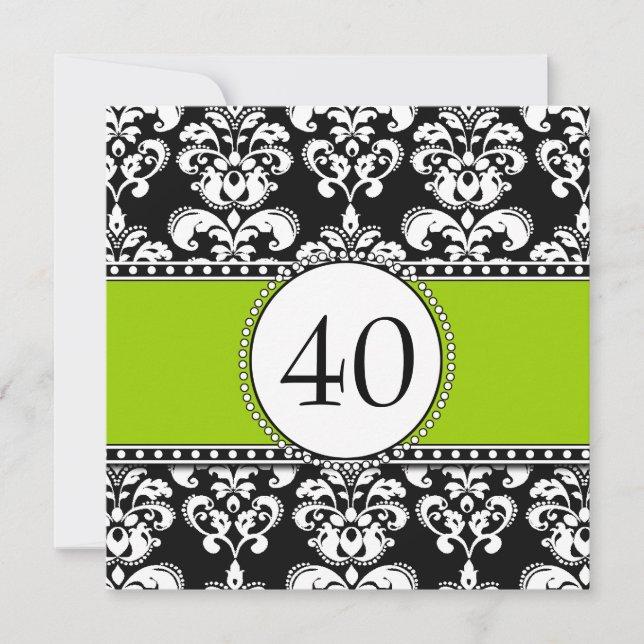 Invitation Quarantième vert d'invitations d'anniversaire de (Devant)