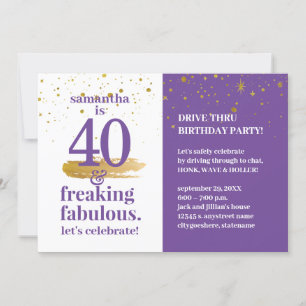 Invitation Quarantine Drive Thru 40 et Fabuleux anniversaire
