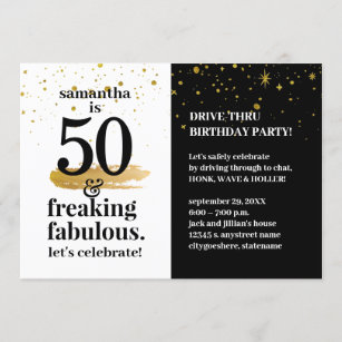 Invitation Quarantine Drive Thru 50 et Fabuleux anniversaire