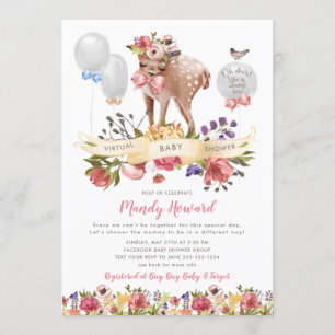 Invitation Quarantine Oh Deer Girl Baby shower virtuel