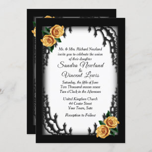 Invitation Quartier français Goth Rose jaune Mariage blanc