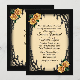 Invitation Quartier Français Gothique Rose Jaune Mariage Jaun