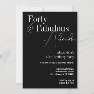 Invitation Quarty Fabty Black and White Birthday Party