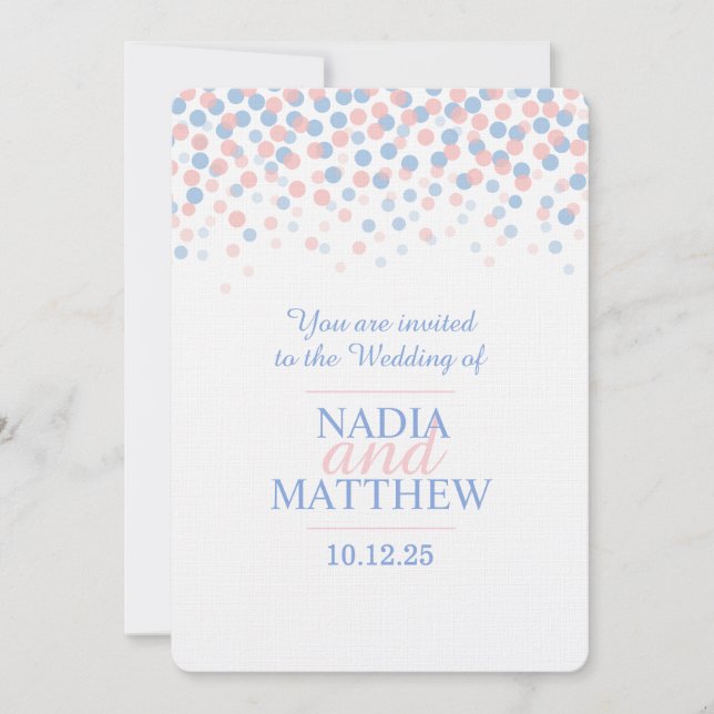 Invitation Quartz rose et sérénité mariage bleu invite (Devant)