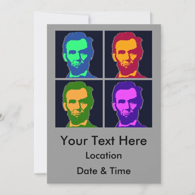 Invitation Quatre Abraham Lincoln Pop Art (Devant)