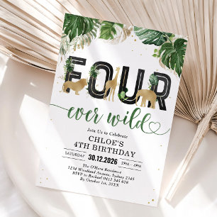 Invitation Quatre Animaux de Fête Sauvages Pour Toujours 4ème