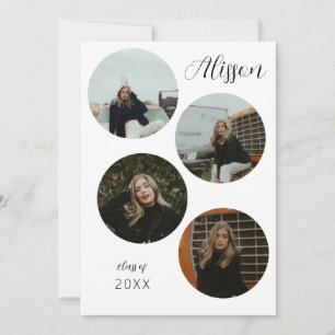 Invitation Quatre annonce de graduation ronde photo