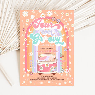 Invitation QUATRE ans Toujours Groovy Daisy Groovy