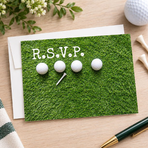 Invitation Quatre balles de golf avec tee R.S.V.P. sur vert